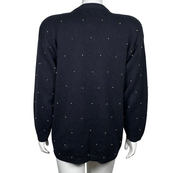 Vintage Contessa Visconte Pocket Watch Cardigan Sweater Size L Beaded Festive - Picture 5 of 7